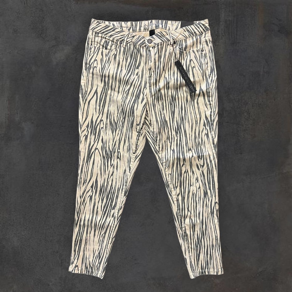 Lane Bryant Mid Rise Super Stretch Ankle Jeans Zebra Print‎ Women's Size 18 NWT
